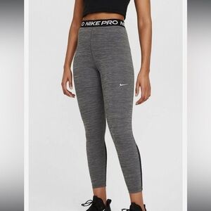 Nike Pro Dri-Fit Gray Leggings with Black Mesh Panel